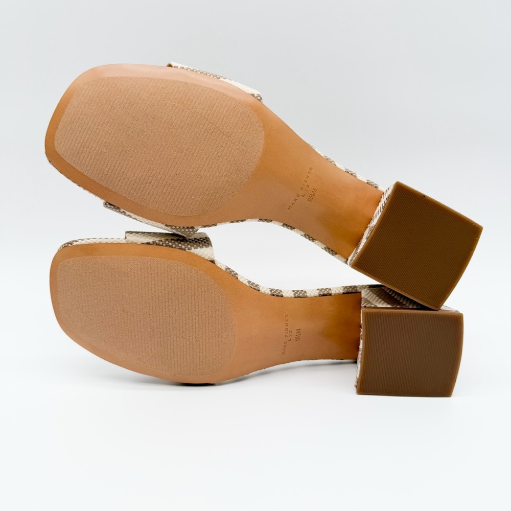 Marc Fisher LTD Olysa Block Heel Slide Sandals Striped Natural Tan 9.5 NEW - Picture 13 of 14